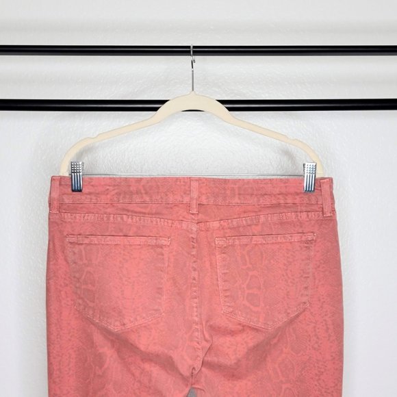 NYDJ Sheri Python Print Coral Pink/Orange Made in USA Slim Fit Ankle Jeans - Picture 9 of 10